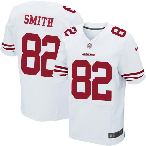 Men's Elite Torrey Smith Nike Jersey White Road - #82 NFL San Francisco 49ers